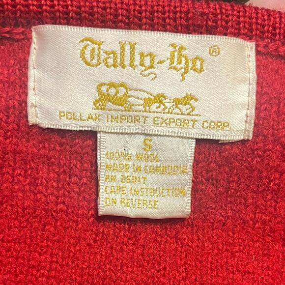 Vintage Tally Ho 100% Wool Button Down Cardigan Sweater Women's Sm Embroidered - Picture 4 of 5
